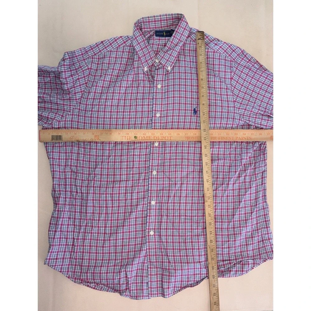Polo Ralph Lauren Button Down Mens XXL 2XL Pink Plaid Long Sleeve